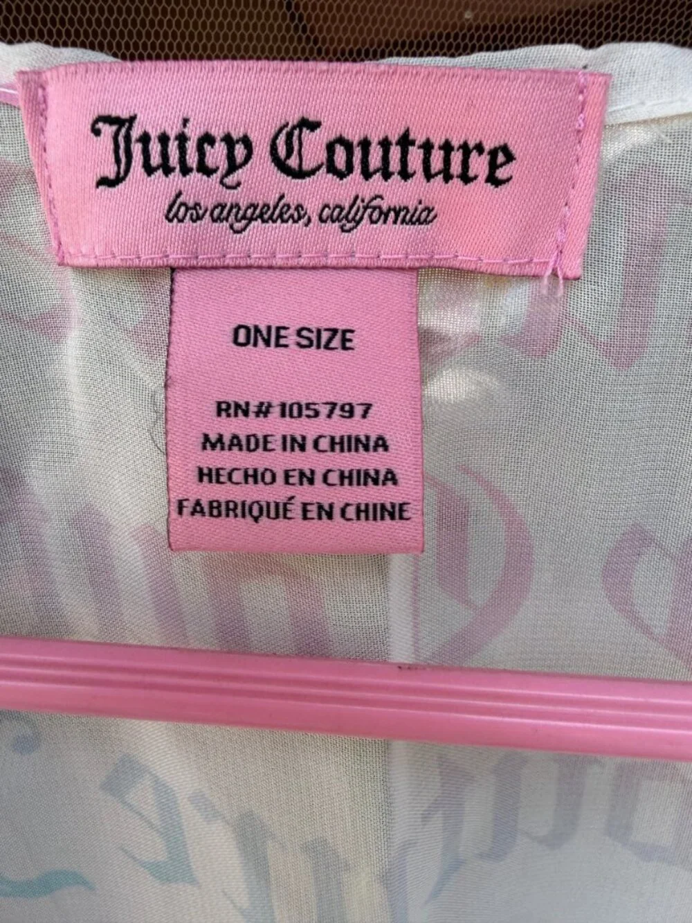 Juicy Couture Sheer White Multicolor Logo Kimono One Size Cover-Up